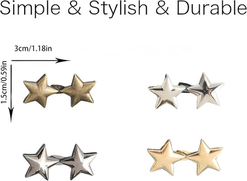 Pant Waist Tightener, 8 Sets Adjustable Pentacle Button for Jeans, Instant Removable Jean Buttons for Loose Jeans, No Sewing Required Pant Clips f...